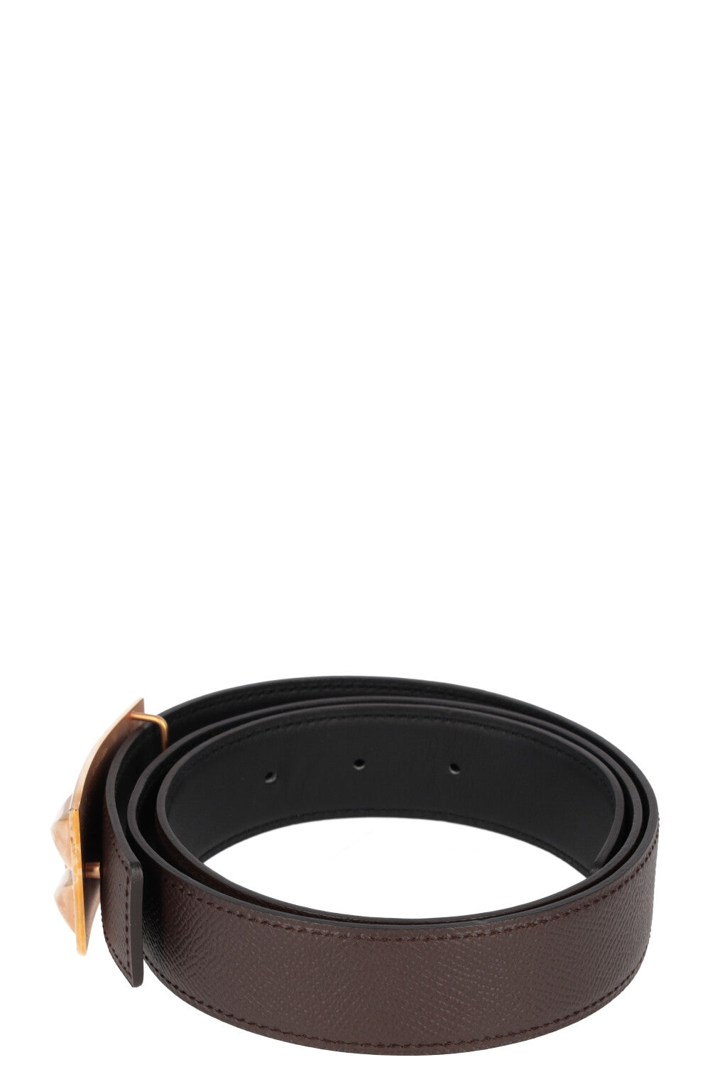 HERMES Belt Collier de Chien Brown Black Gold