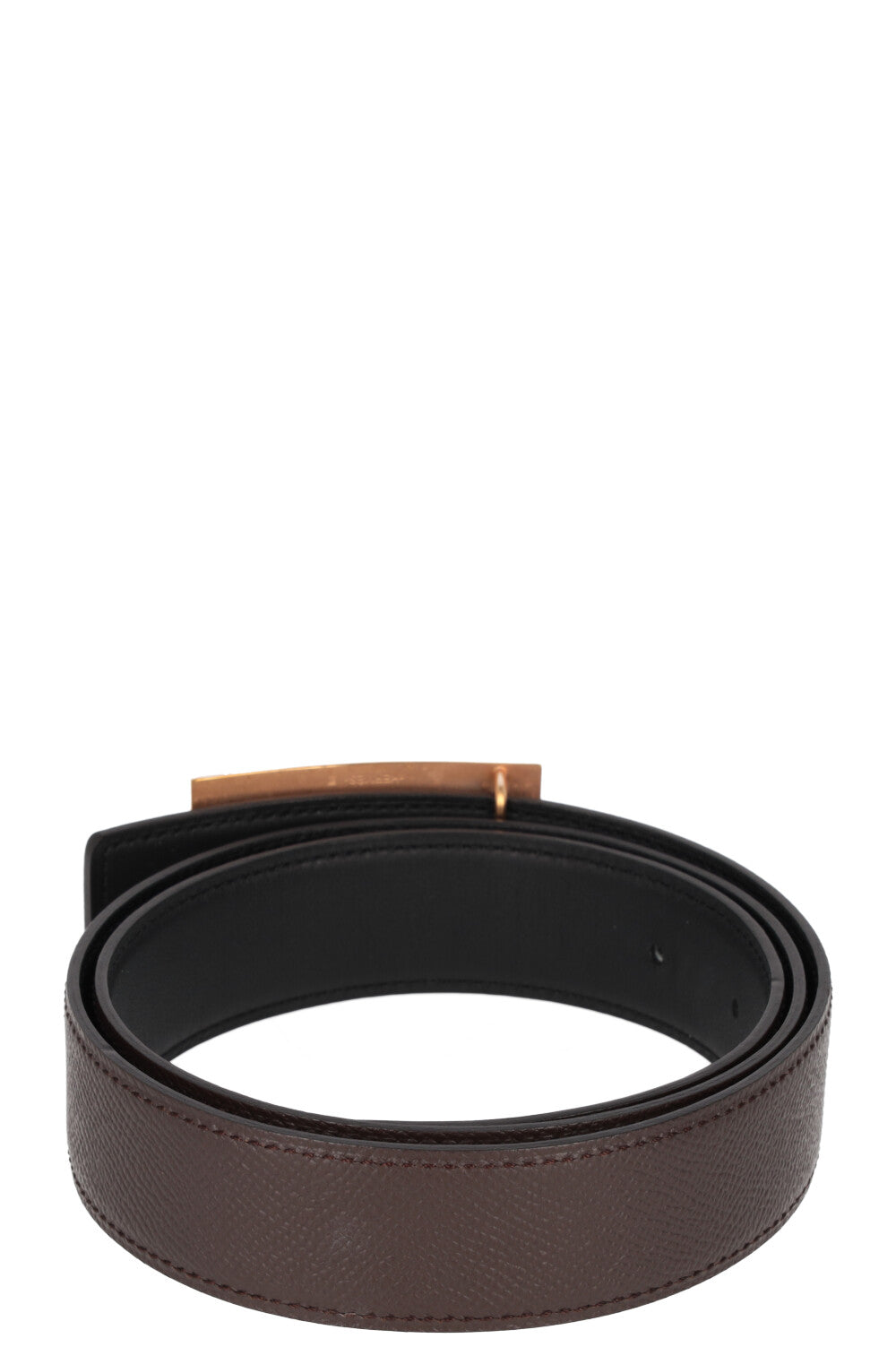 HERMES Belt Collier de Chien Brown Black Gold