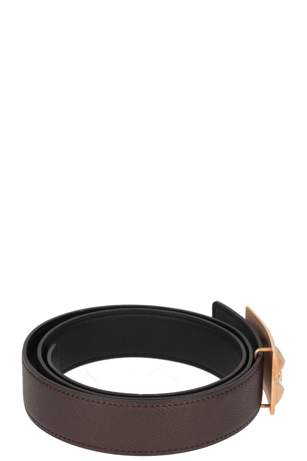 HERMES Belt Collier de Chien Brown Black Gold