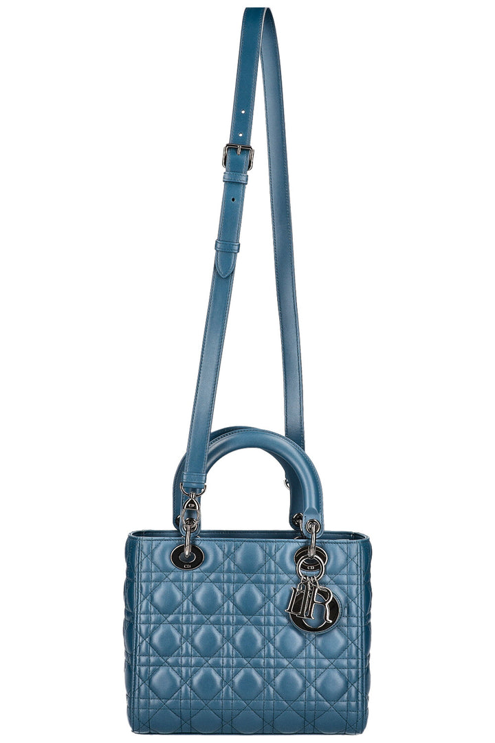 CHRISTIAN DIOR Lady Dior Bag Medium Blue 
