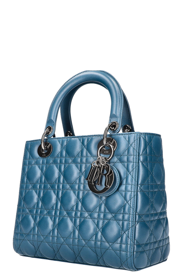 CHRISTIAN DIOR Lady Dior Bag Medium Blue