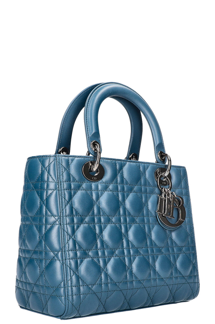 CHRISTIAN DIOR Lady Dior Bag Medium Blue