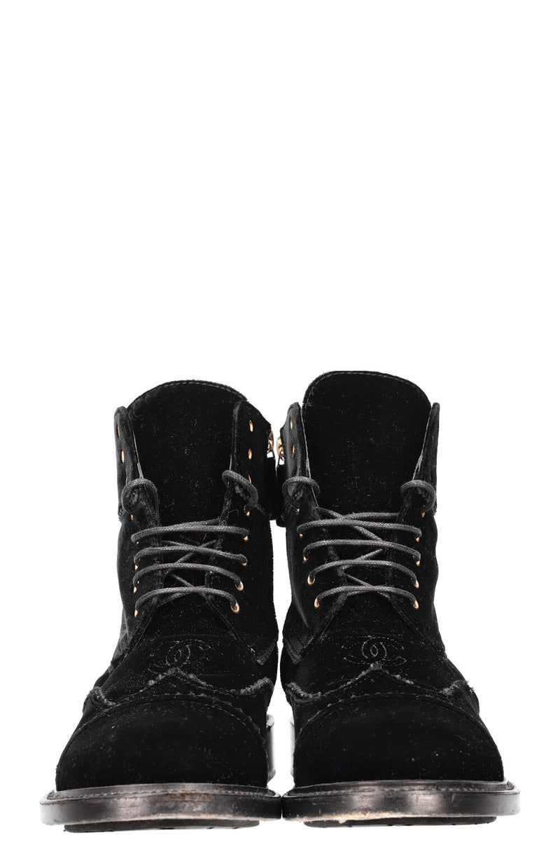CHANEL Boots Velvet Black