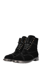 CHANEL Boots Velvet Black