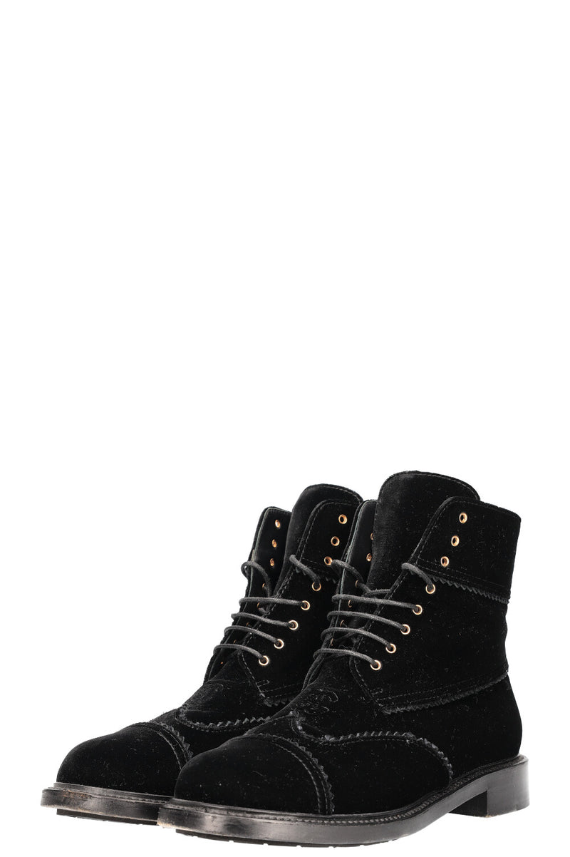 CHANEL Boots Velvet Black