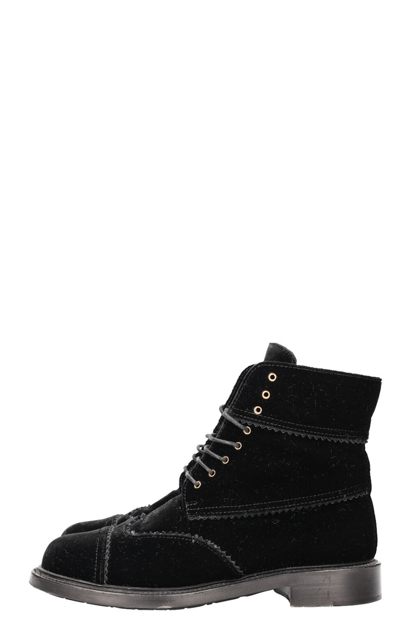 CHANEL Boots Velvet Black