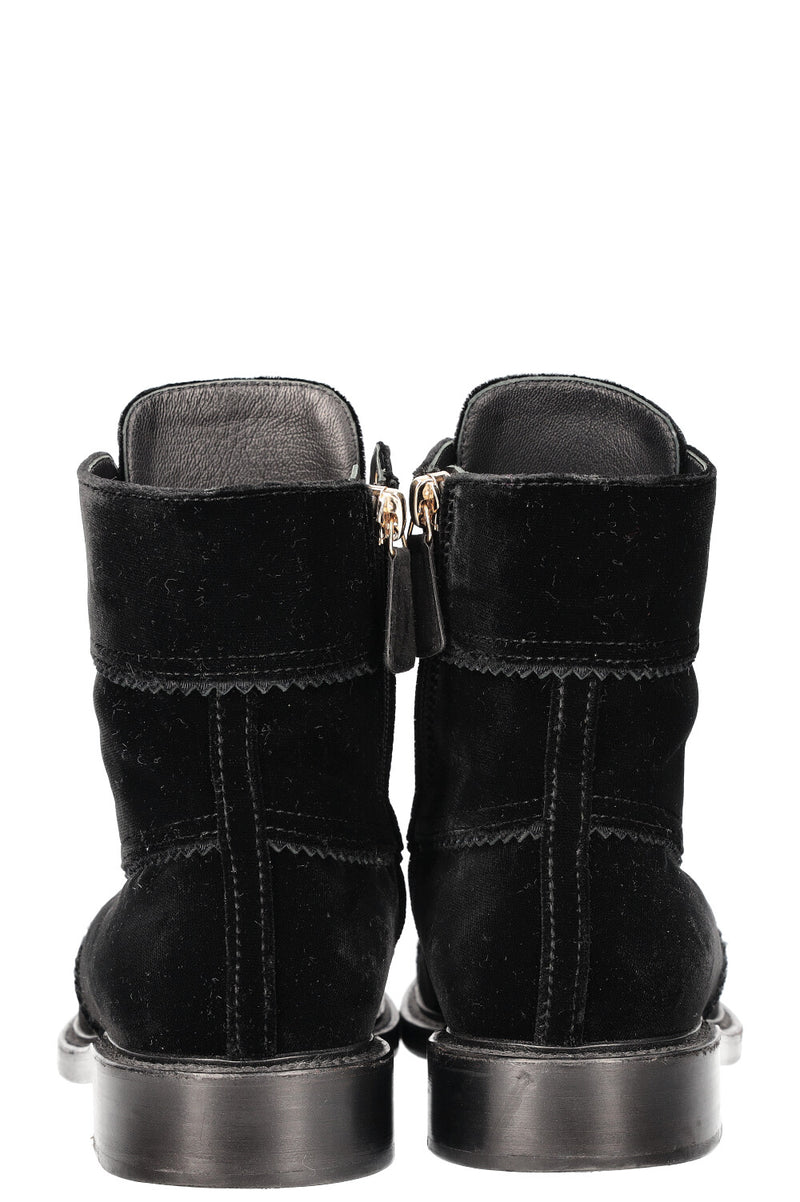 CHANEL Boots Velvet Black