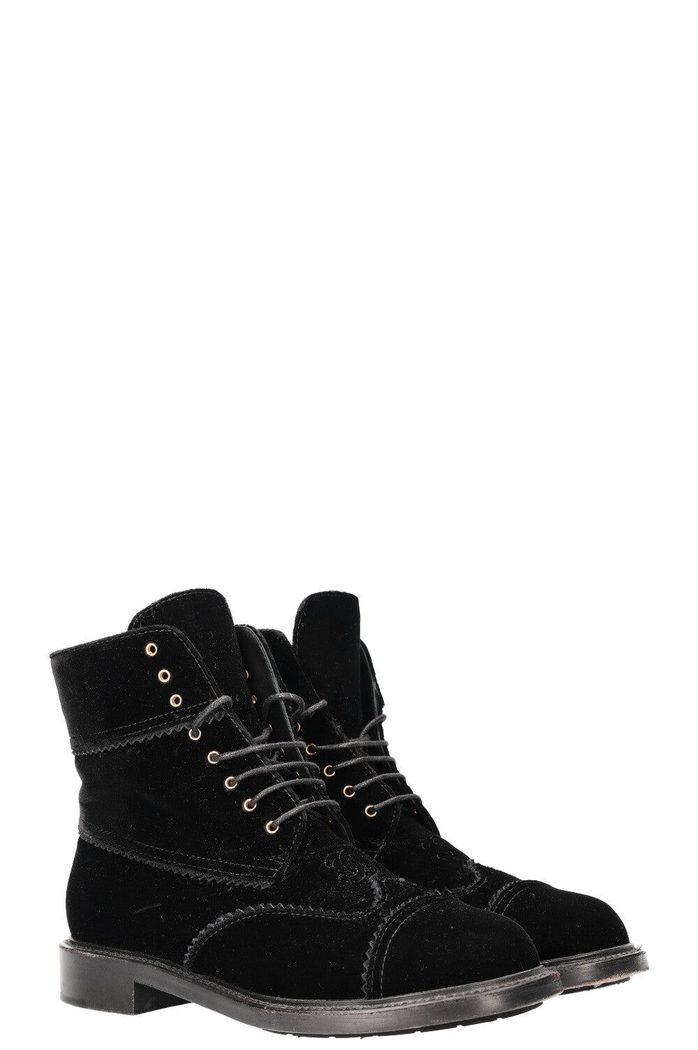 CHANEL Boots Velvet Black