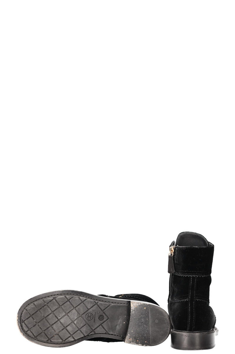 CHANEL Boots Velvet Black
