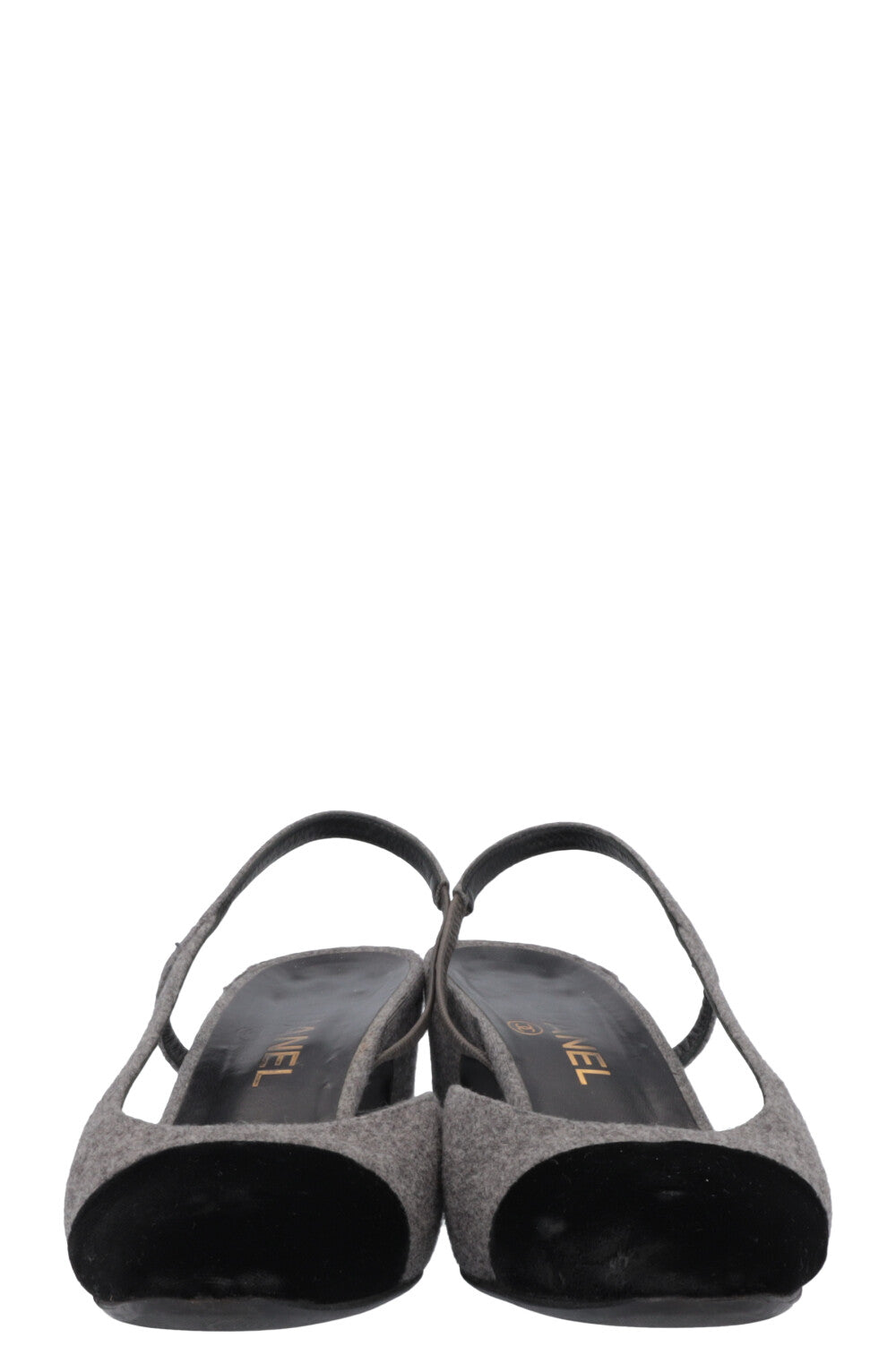 CHANEL Classic Slingback Heels Grey Black