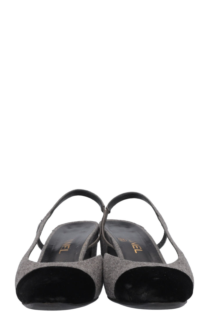 CHANEL Classic Slingback Heels Grey Black