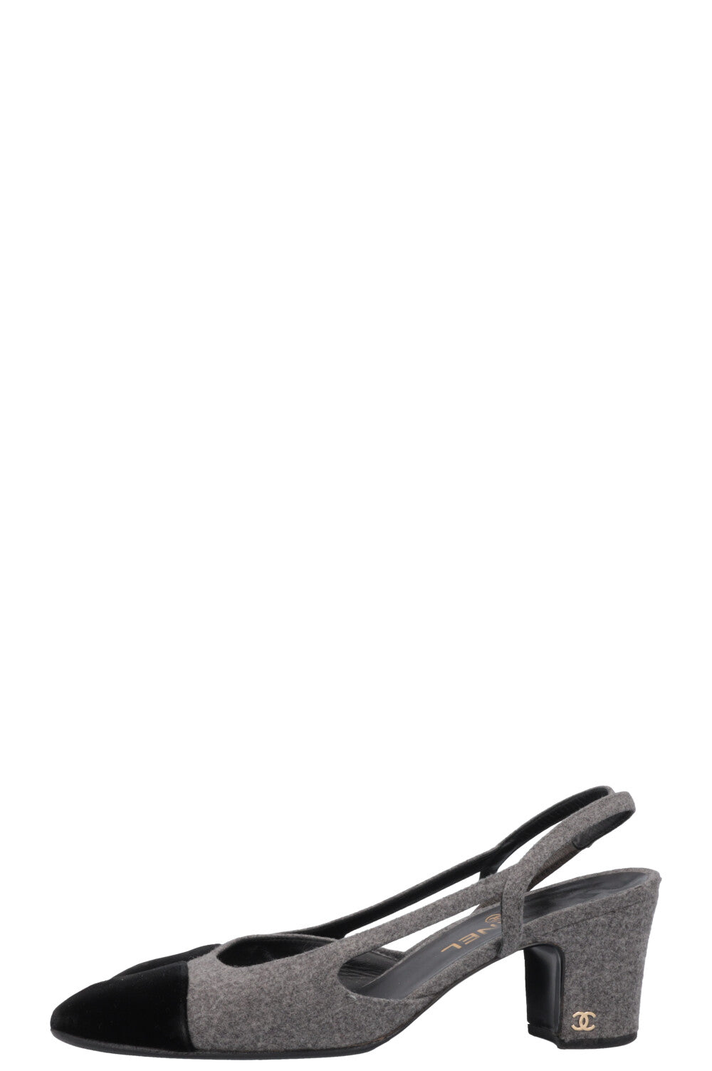 CHANEL Classic Slingback Heels Grey Black