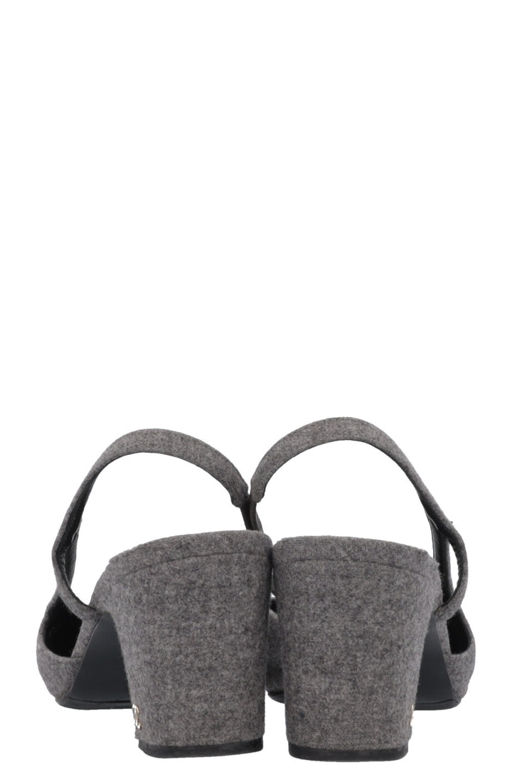 CHANEL Classic Slingback Heels Grey Black