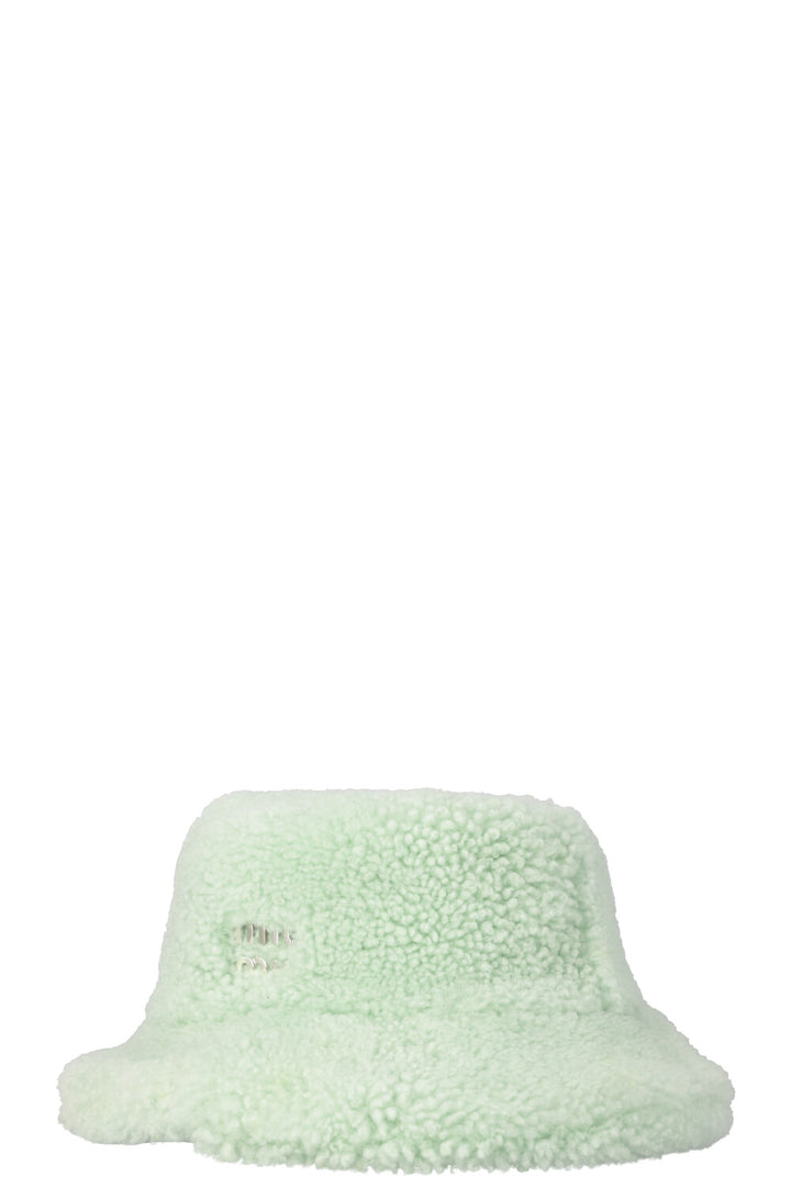 MIU MIU Logo Shearling Bucket Hat Mint