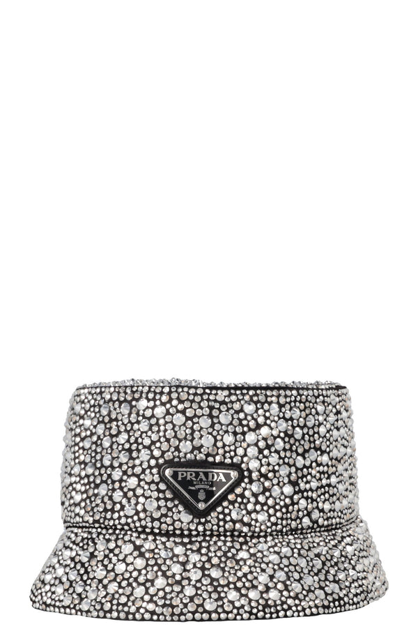 PRADA 2021 Logo Crytsal Embellished Bucket Hat