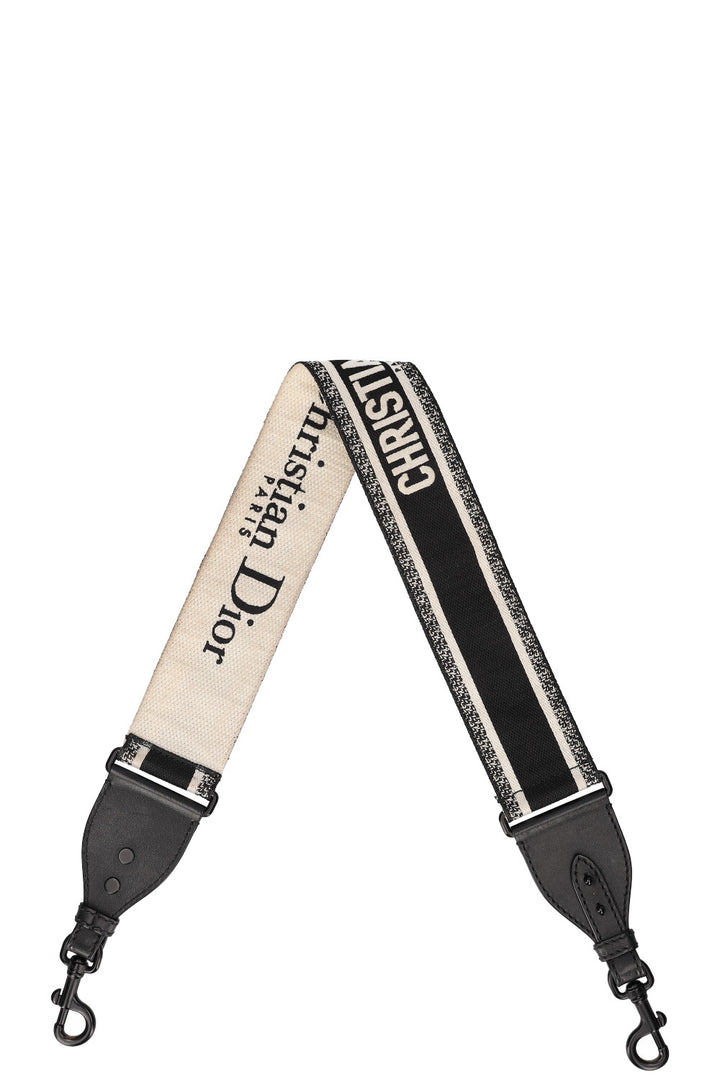CHRISTIAN DIOR Shoulder Strap Black White