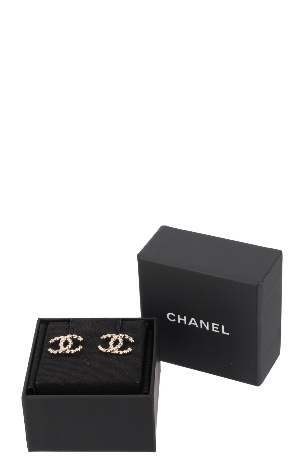 CHANEL 2024 Braided CC Earrings Champagner