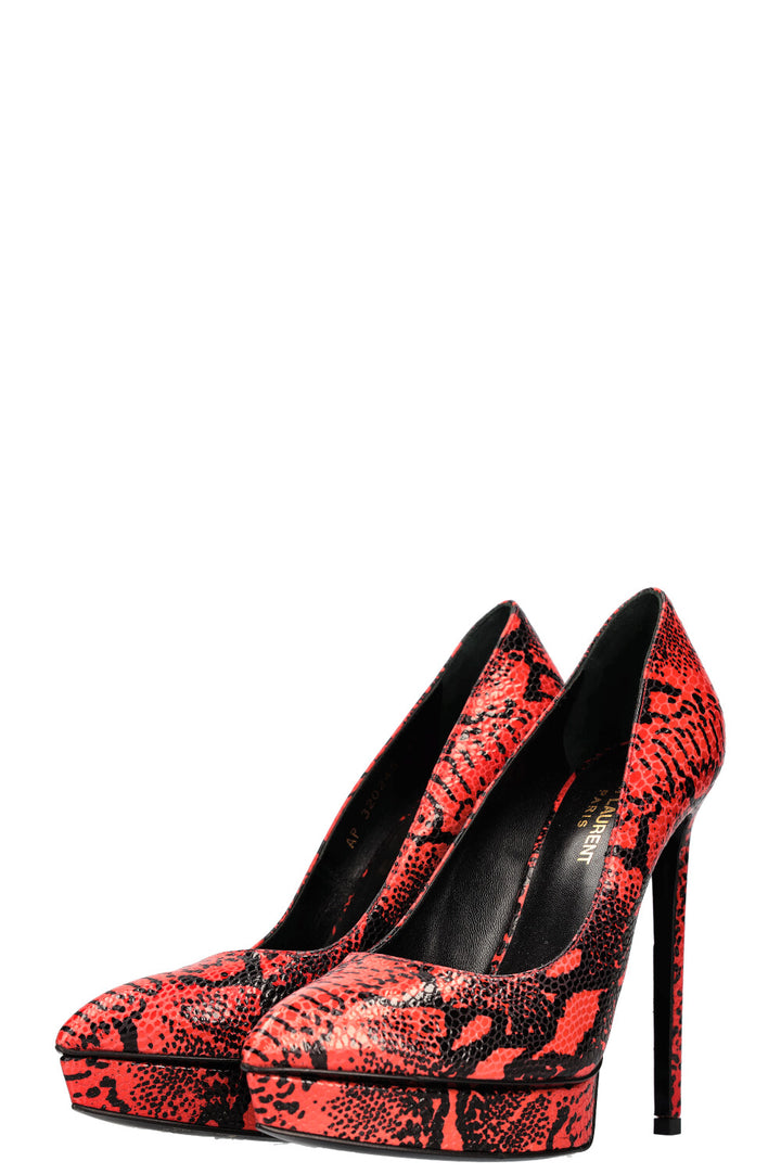 SAINT LAURENT Janis Heels Snake Red