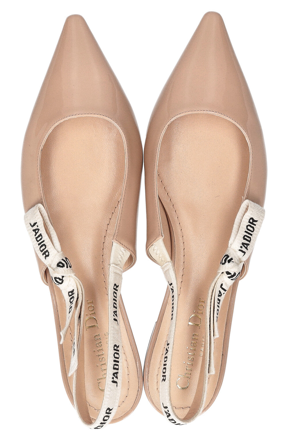 CHRISTIAN DIOR J'Adior Slingback Flats Patent Powder