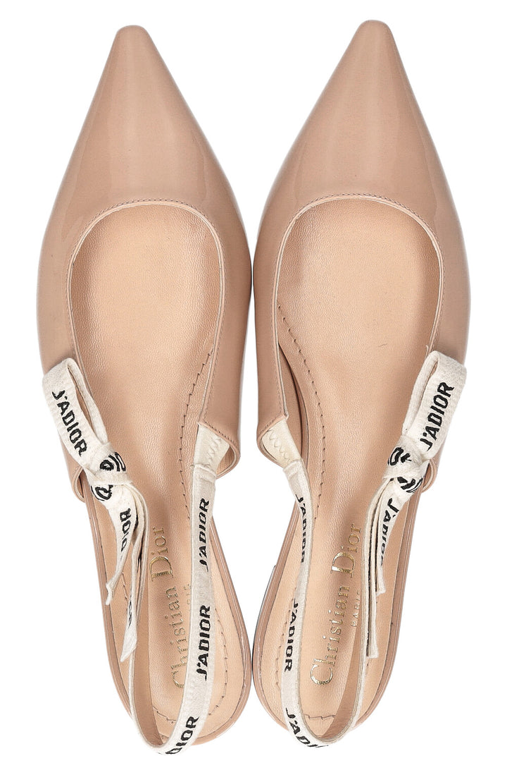 CHRISTIAN DIOR J'Adior Slingback Flats Patent Powder