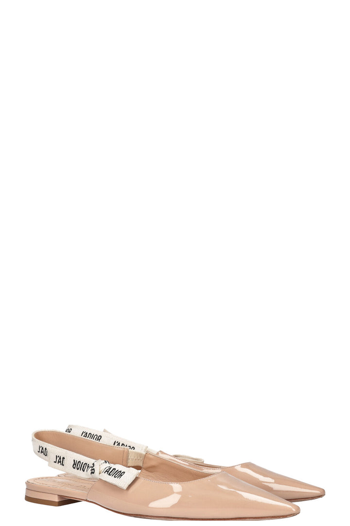 CHRISTIAN DIOR J'Adior Slingback Flats Patent Powder