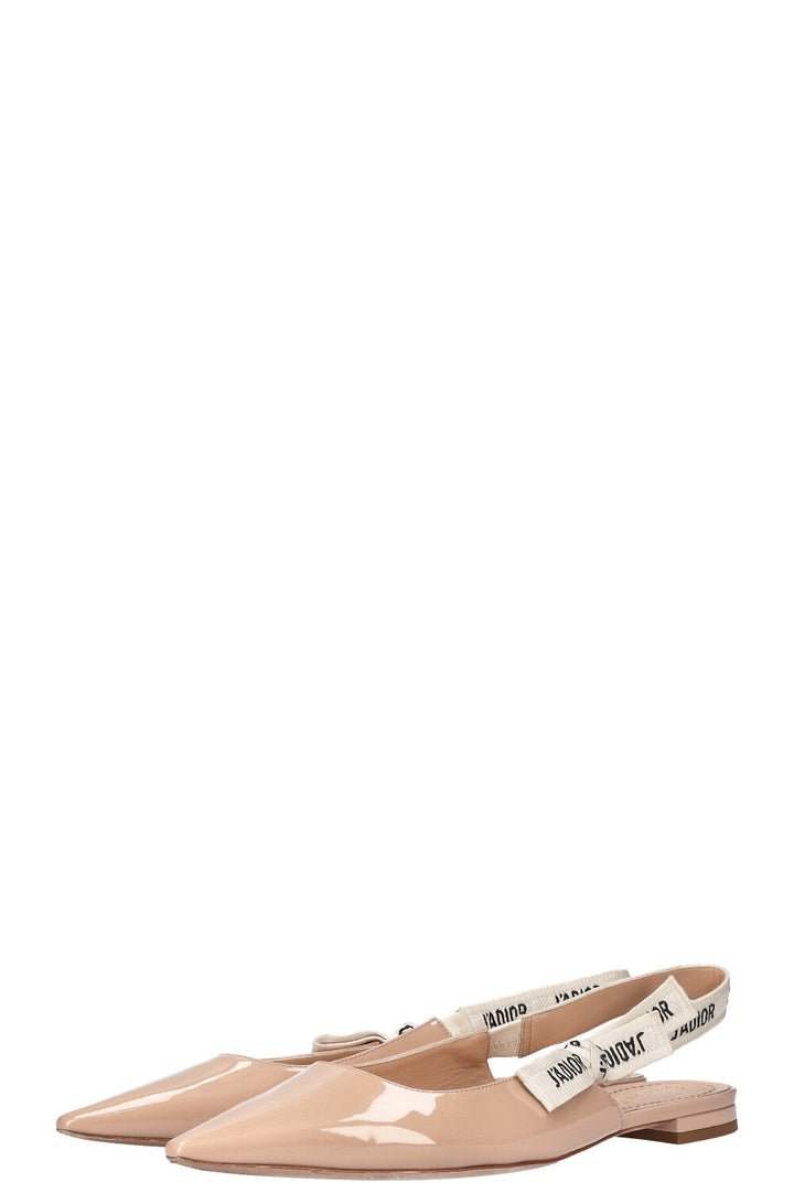 CHRISTIAN DIOR J'Adior Slingback Flats Patent Powder