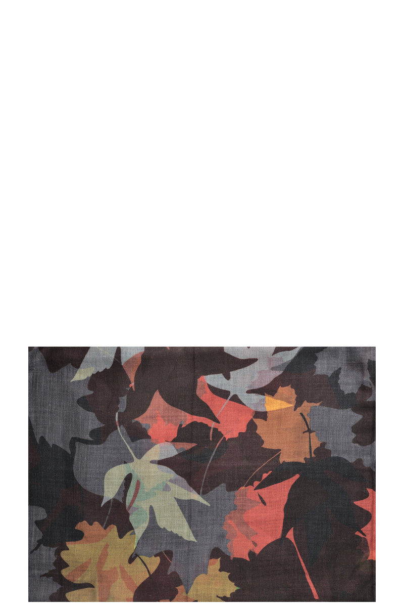 CHANEL Scarf Autumn Leaves Cashmere 140 Brown