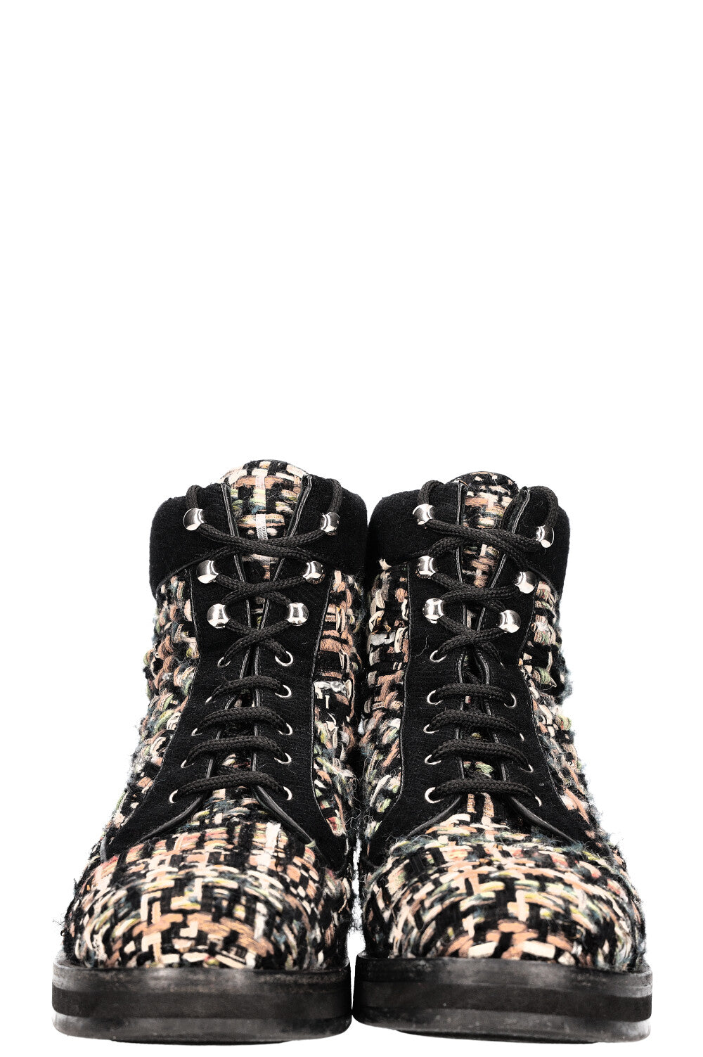 CHANEL Tweed Hiking Boots Multicolor