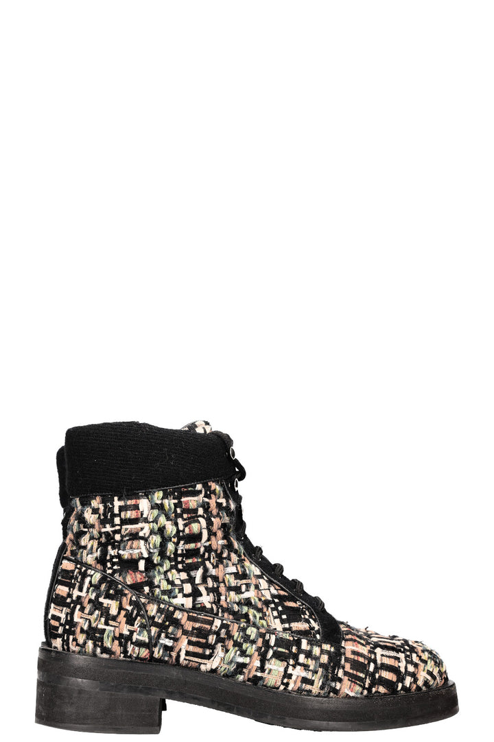 CHANEL Tweed Hiking Boots Multicolor