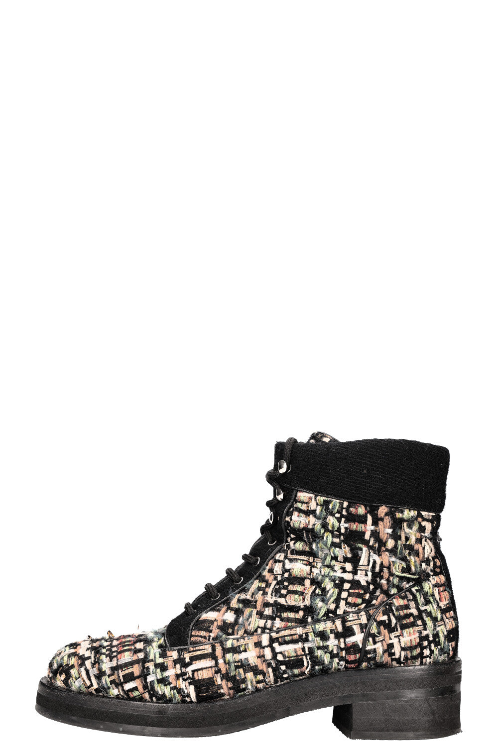 CHANEL Tweed Hiking Boots Multicolor
