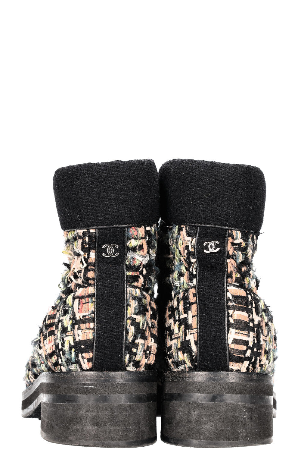 CHANEL Tweed Hiking Boots Multicolor