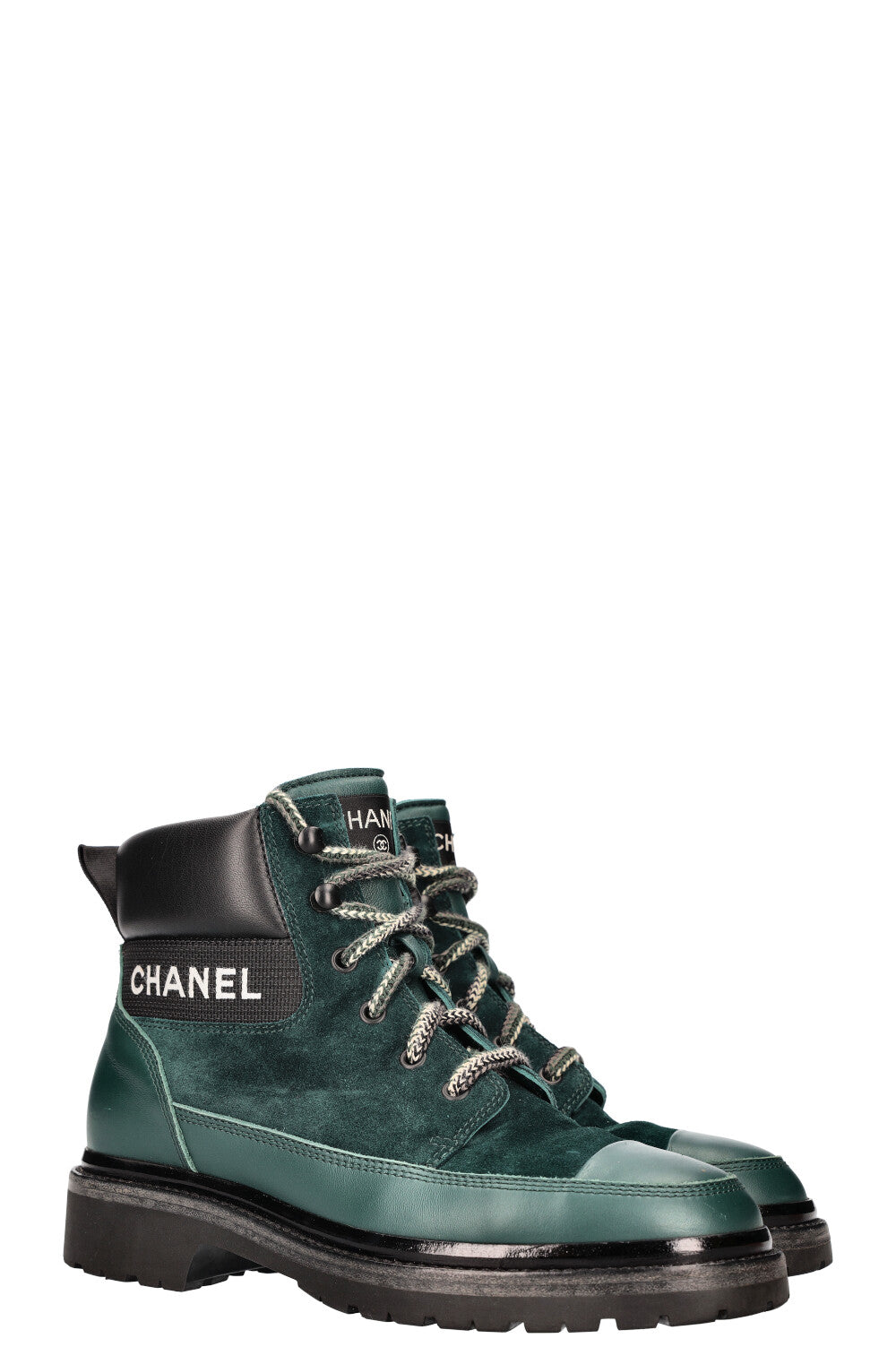 CHANEL Hiking Boots Suede Petrol