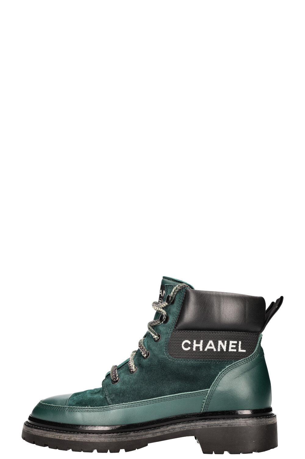 CHANEL Hiking Boots Suede Petrol