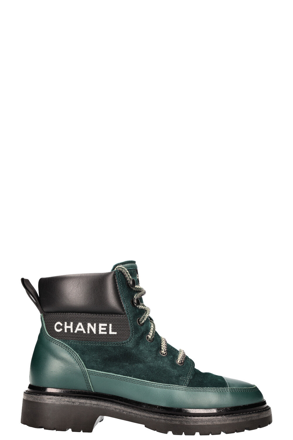 CHANEL Hiking Boots Suede Petrol