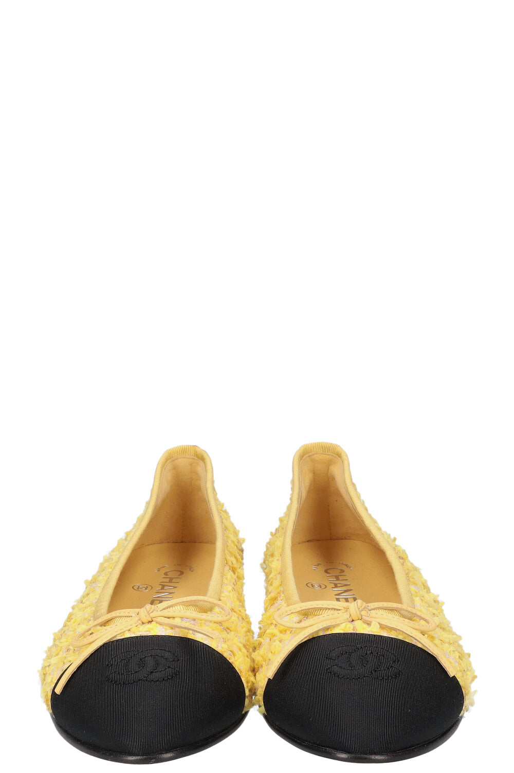 CHANEL Ballerina Flats Tweed Yellow