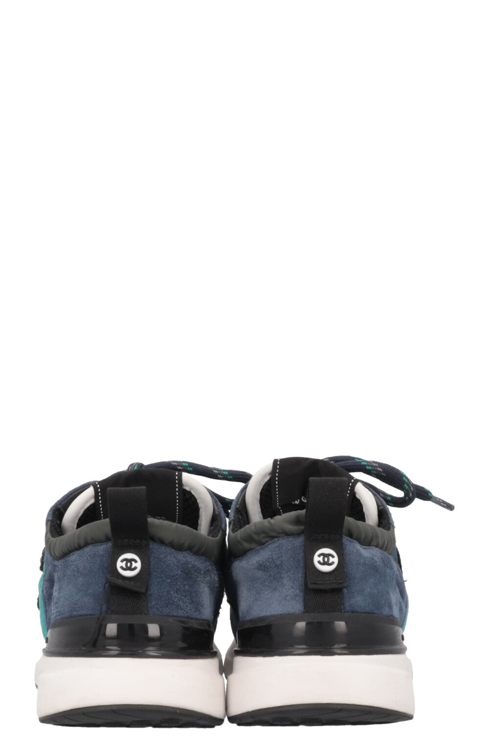 CHANEL CC Low Top Sneakers Suede Petrol