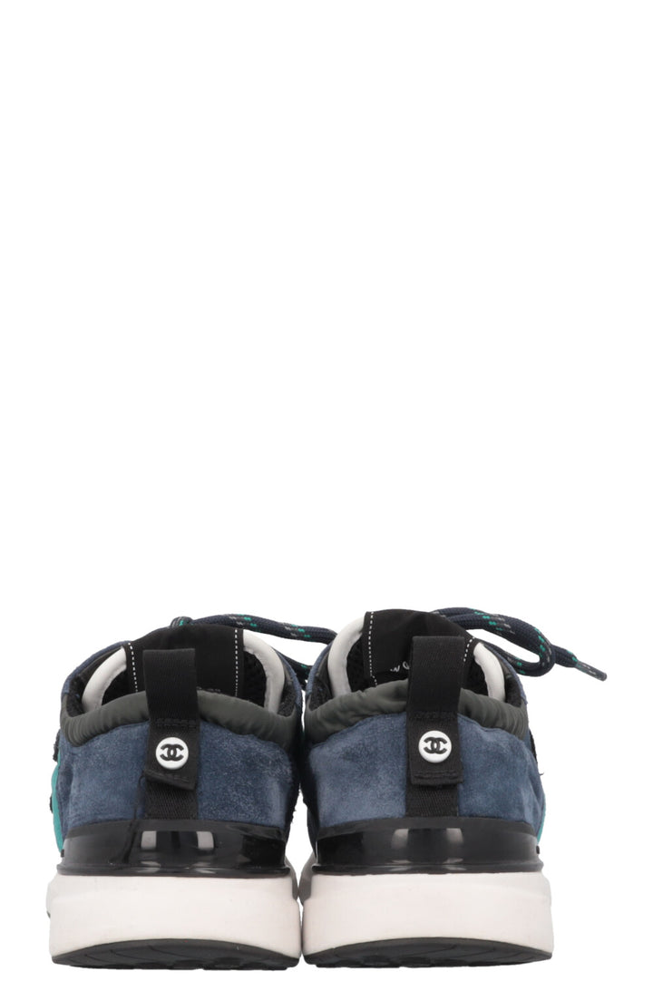 CHANEL CC Low Top Sneakers Suede Petrol