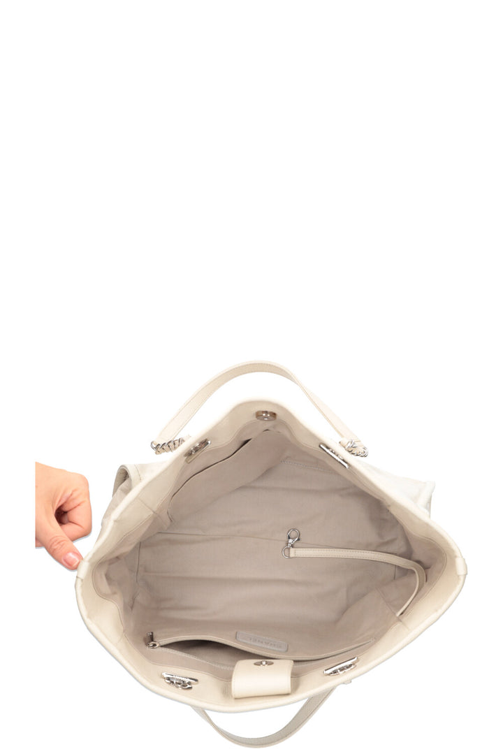 CHANEL Small Deauville Bag Leather Ivory