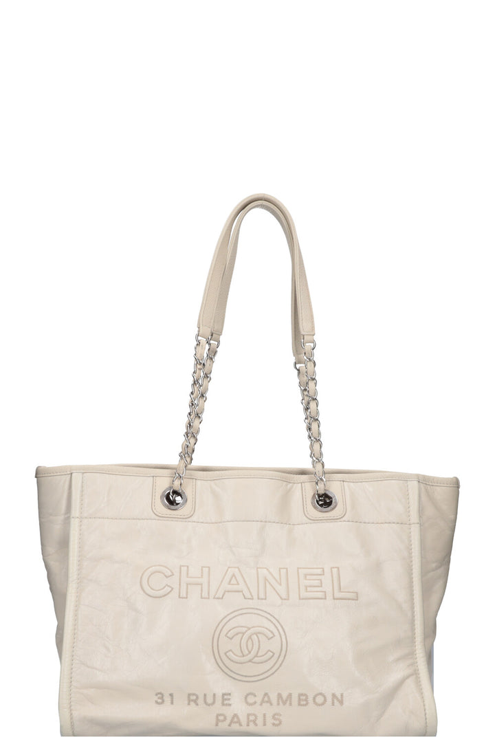 CHANEL Small Deauville Bag Leather Ivory