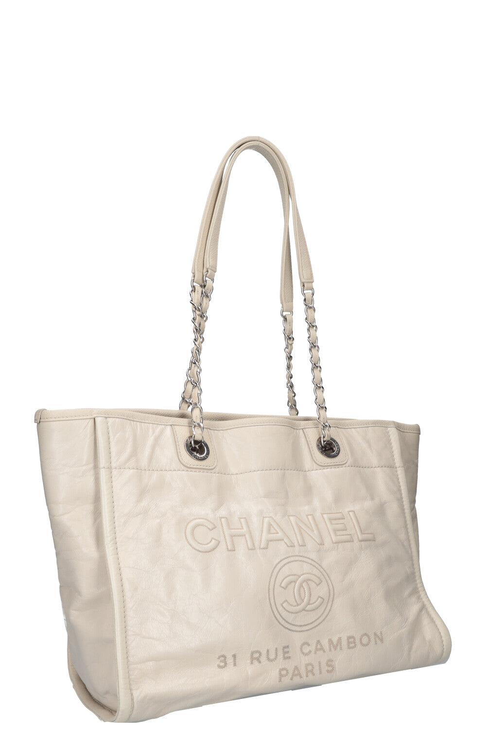 CHANEL Small Deauville Bag Leather Ivory