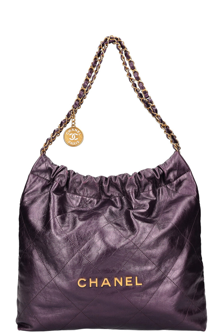 CHANEL 22 Bag Metallic Purple