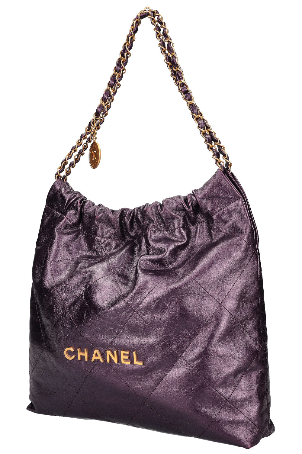 CHANEL 22 Bag Metallic Purple