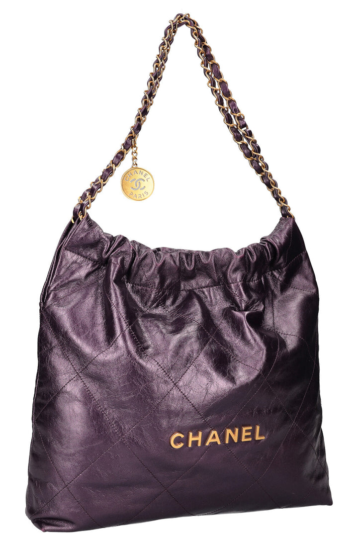 CHANEL 22 Bag Metallic Purple