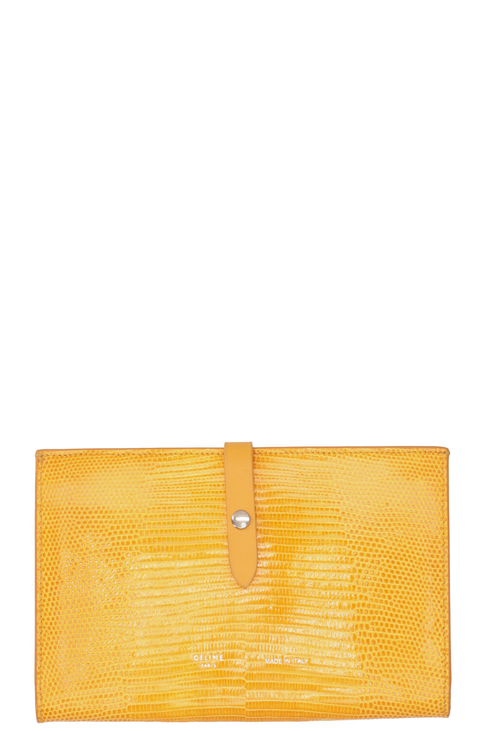 CÉLINE Large Strap Wallet Lizard Yellow