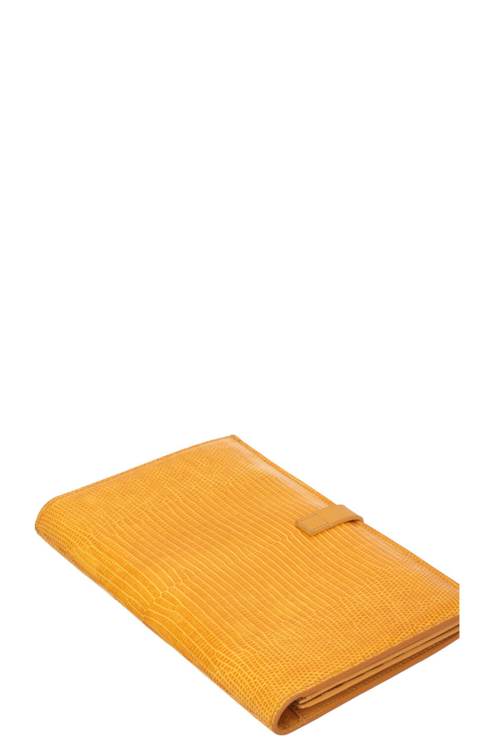 CÉLINE Large Strap Wallet Lizard Yellow