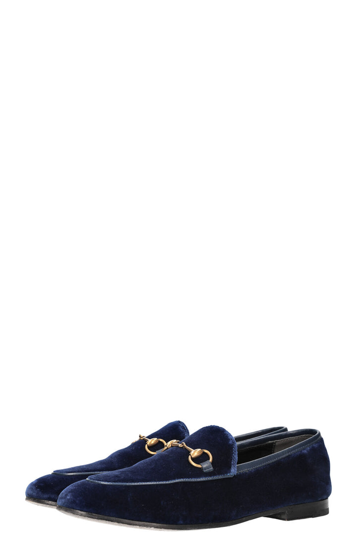 GUCCI Jordaan Flats Velvet Blue