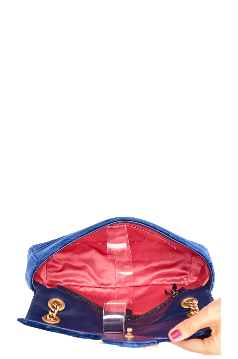 Sac GUCCI Marmont Moyen Velours Bleu