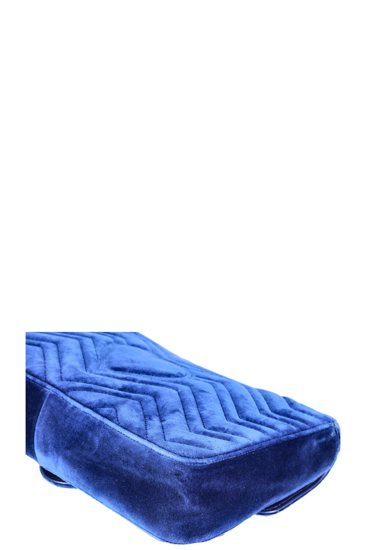 Sac GUCCI Marmont Moyen Velours Bleu