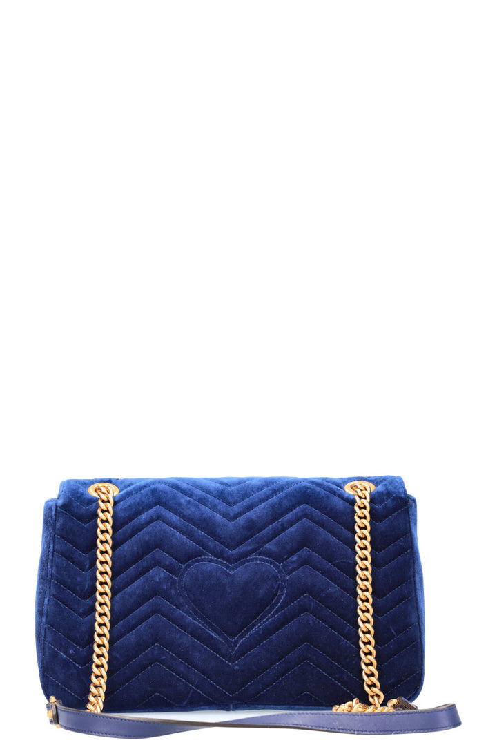 Sac GUCCI Marmont Moyen Velours Bleu