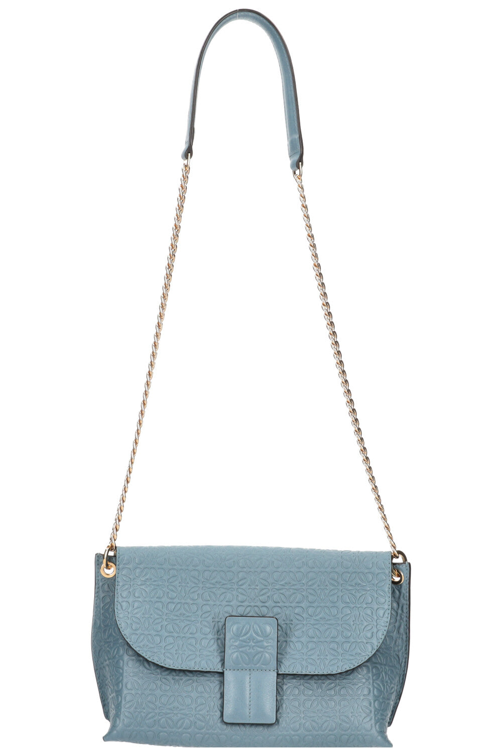 LOEWE Avenue Crossbody Bag Anagram Embossed Leather Light Blue